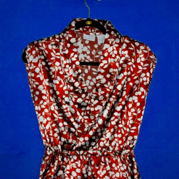 Ezekiel Floral Print Dress - Women's Size S - Brown & Cream Satin - Pull On - Picture 3 of 10